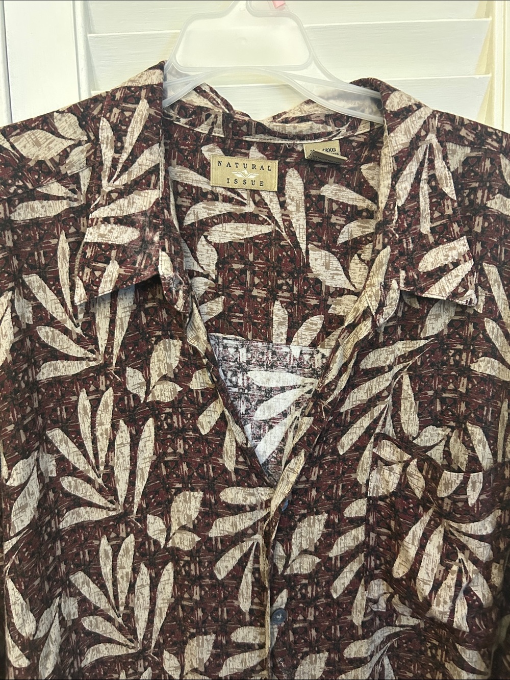 Others Follow Brown and Cream Leaf Print Button-Down Shirt